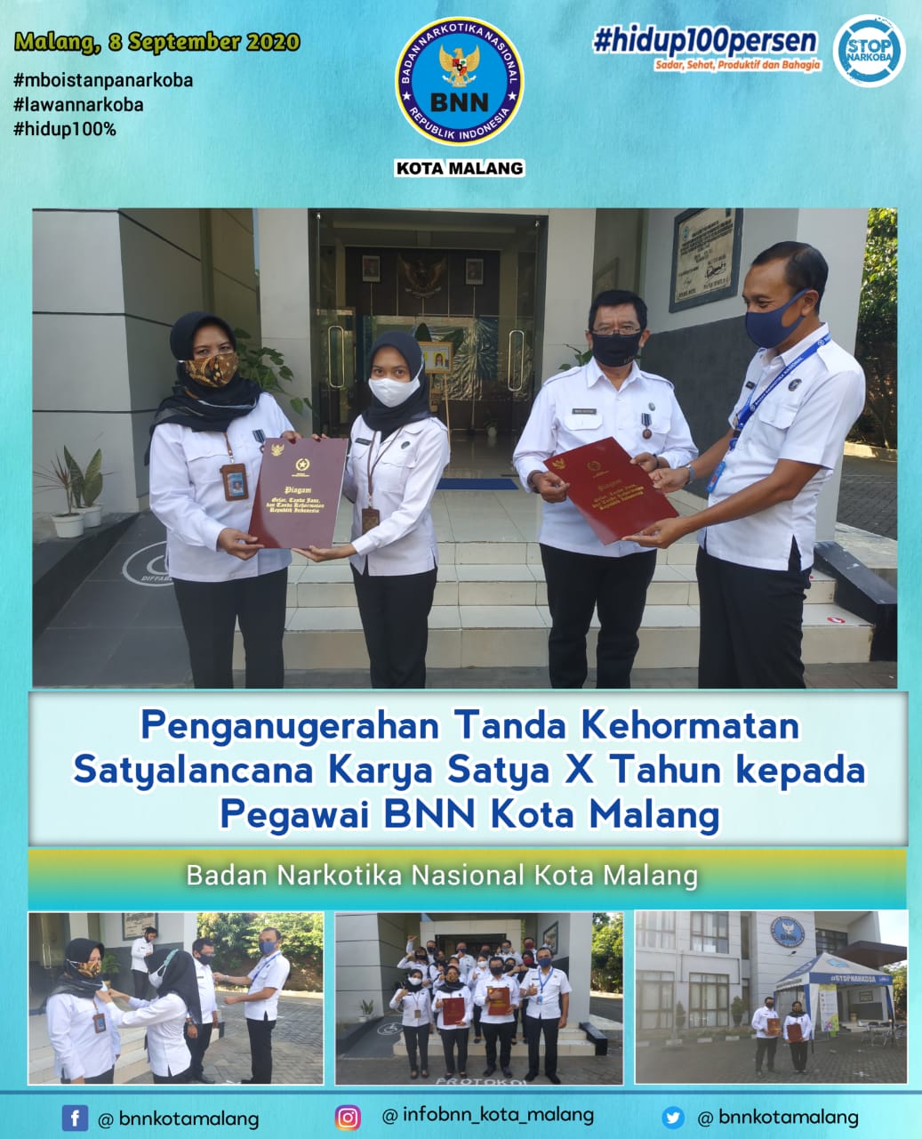 Penganugerahan Tanda Kehormatan Satyalancana Karya Satya X Tahun oleh Presiden RI kepada Pegawai BNN Kota Malang Penganugerahan Tanda Kehormatan Satyalancana Karya Satya X Tahun oleh Presiden RI kepada Pegawai BNN Kota Malang