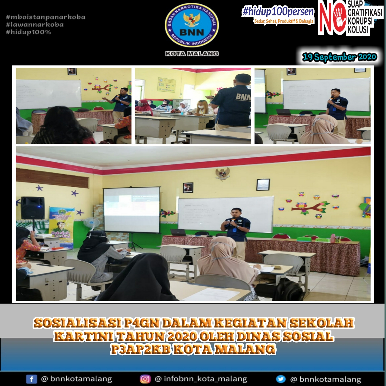 Sosialisasi P4GN dalam Kegiatan Sekolah Kartini Tahun 2020 oleh Dinas Sosial P3AP2KB Kota Malang Sosialisasi P4GN dalam Kegiatan Sekolah Kartini Tahun 2020 oleh Dinas Sosial P3AP2KB Kota Malang