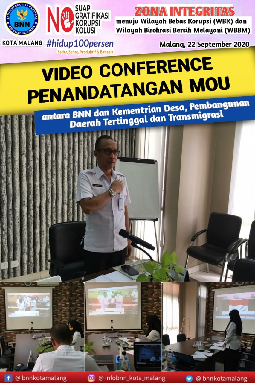 Video Conference Penandatangan Mou antara BNN dan Kementrian Desa, Pembangunan Daerah Tertinggal dan Transmigrasi Video Conference Penandatangan Mou antara BNN dan Kementrian Desa, Pembangunan Daerah Tertinggal dan Transmigrasi