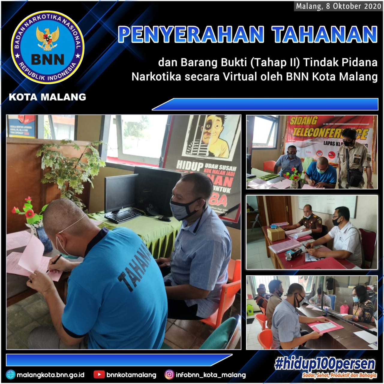 Penyerahan Tersangka dan Barang Bukti (Tahap II) Tindak Pidana Narkotika secara Virtual oleh BNN Kota Malang Penyerahan Tersangka dan Barang Bukti (Tahap II) Tindak Pidana Narkotika secara Virtual oleh BNN Kota Malang