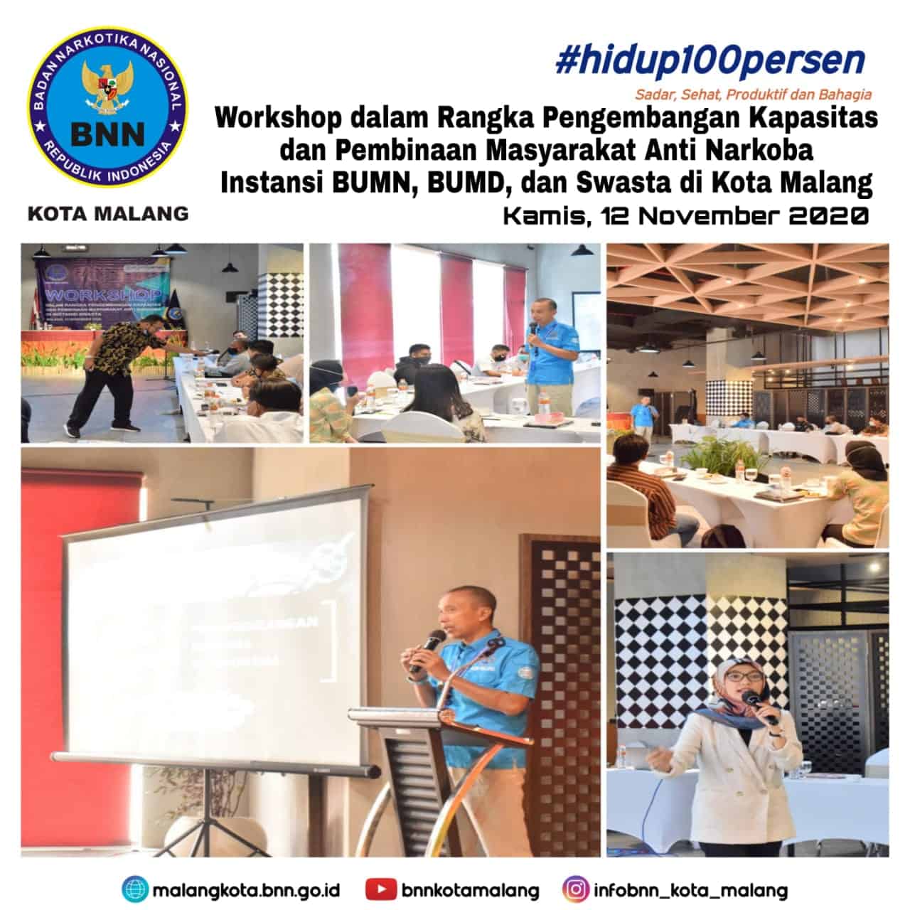 Workshop dalam Rangka Pengembangan Kapasitas dan Pembinaan Masyarakat Anti Narkoba Instansi BUMN, BUMD, dan Swasta di Kota Malang