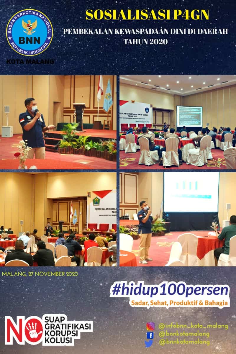 Sosialisasi P4GN dalam Kegiatan Pembekalan Kewaspadaan Dini di Daerah Tahun 2020 Badan Kesatuan Bangsa dan Politik Kota Malang Sosialisasi P4GN dalam Kegiatan Pembekalan Kewaspadaan Dini di Daerah Tahun 2020 Badan Kesatuan Bangsa dan Politik Kota Malang
