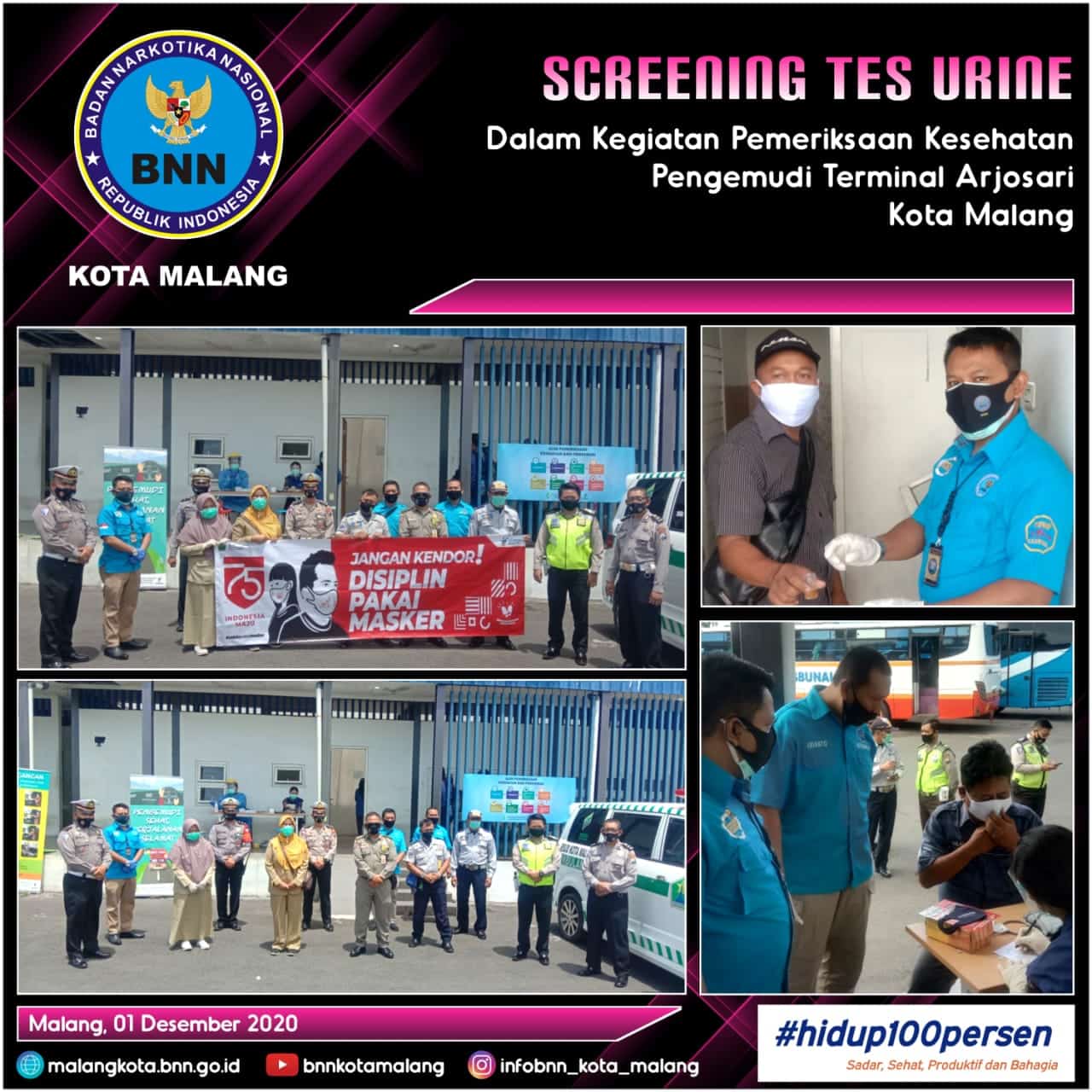 Screening Tes Urine Dalam Kegiatan Pemeriksaan Kesehatan Pengemudi Terminal Arjosari Kota Malang Screening Tes Urine Dalam Kegiatan Pemeriksaan Kesehatan Pengemudi Terminal Arjosari Kota Malang