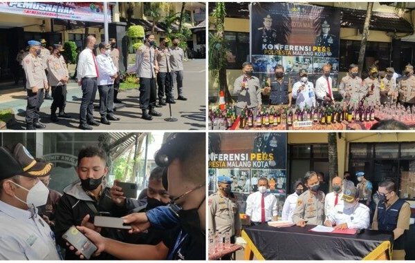 Pemusnahan Barang Bukti Minuman Keras oleh Polresta Malang Kota