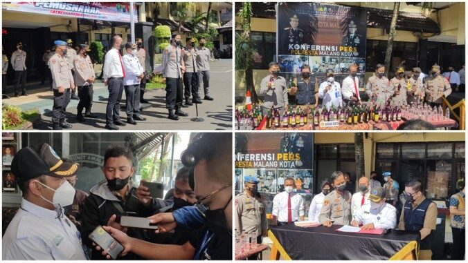 Pemusnahan Barang Bukti Minuman Keras oleh Polresta Malang Kota Pemusnahan Barang Bukti Minuman Keras oleh Polresta Malang Kota