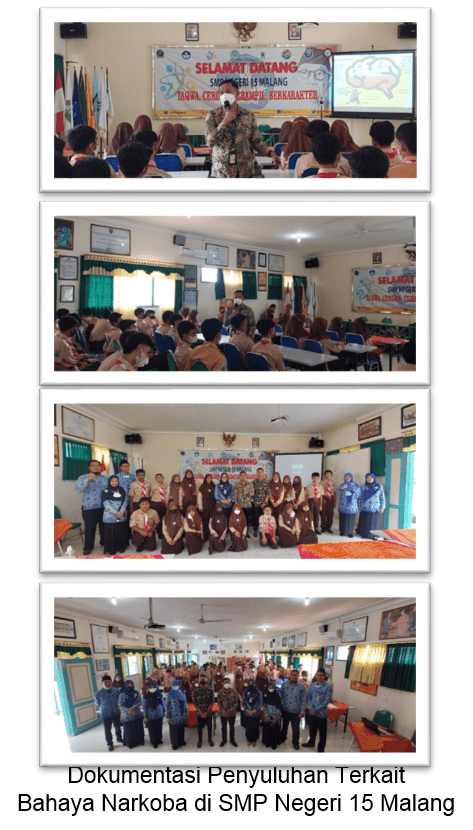 Penyuluhan Terkait Bahaya Narkoba di SMP Negeri 15 Malang Penyuluhan Terkait Bahaya Narkoba di SMP Negeri 15 Malang