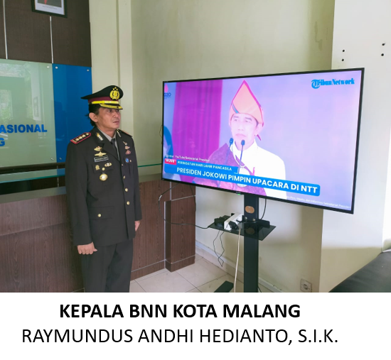Pelaksanaan Upacara Peringatan Hari Lahir Pancasila Tahun 2022 Oleh Seluruh Staf BNN Kota Malang Secara Virtual Pelaksanaan Upacara Peringatan Hari Lahir Pancasila Tahun 2022 Oleh Seluruh Staf BNN Kota Malang Secara Virtual